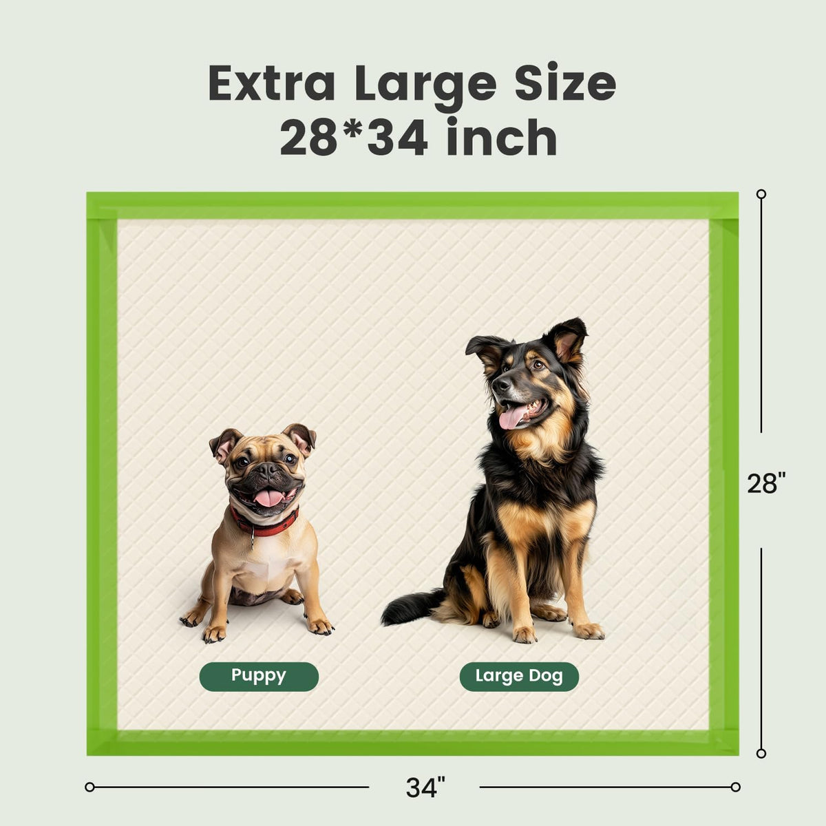 Gardner Pet Dog Pee Pads Extra Large 28"x34", XL Thicker ECO Green Disposable XLarge Puppy Training Pads Super Absorbent Full Edge-Wrapping Pad for Dogs, Puppies, Doggie, Cats, Rabbits-(30 Count) | Extra Large(XL) 28"x34", Max Absorbency Disposable Puppy 