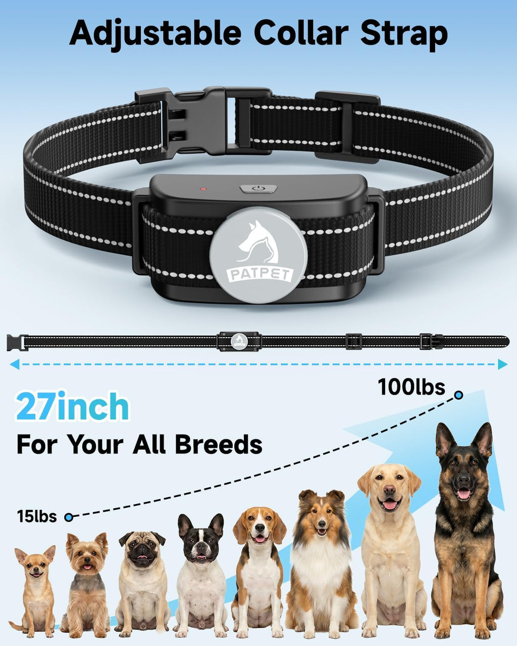PATPET Dog Training Collar Shock Collar with Remote - 3 Training Modes, Beep, Vibration and Shock, Up to 1000 ft Remote Range, Rainproof for Small Medium Large Dogs | 1000Ft Waterproof Shock Collar for Dogs, 3 Training Modes(Beep,Vibration,Shock) for 15-1