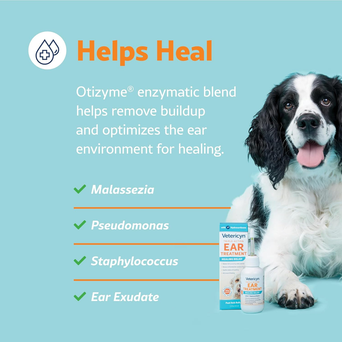 Vetericyn Triple-Action Ear Treatment for Dogs & Cats - 1% Hydrocortisone Ear Drops for Dog Ear Infection Relief - Fast Itch Relief & Healing with Otizyme Blend. 1.5 Ounce