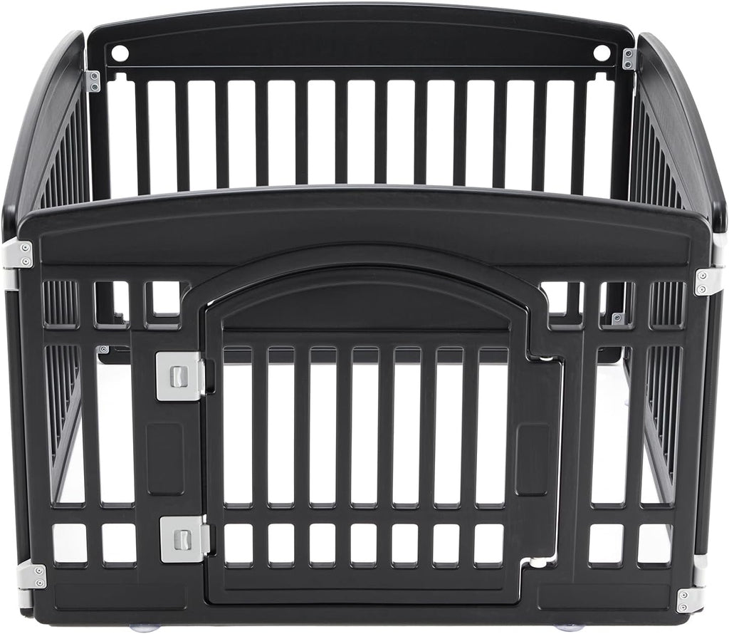 NEWBULIG Dog Playpen 4-Panel, 24IN Puppy Playpen, Stable Dog Play Pen Indoors/Outdoor with Secure Locking Door, Plastic Pet Fence for Small & Medium Dogs
