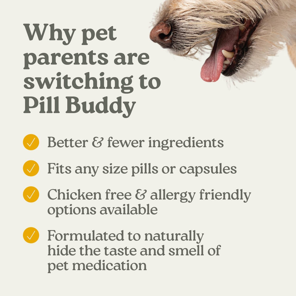 Presidio Earthly Pill Buddy Naturals - Duck (Chicken-Free) Pill Hiding Treats for Dogs - Pill Pocket for Any Size Medication - 90 Servings
