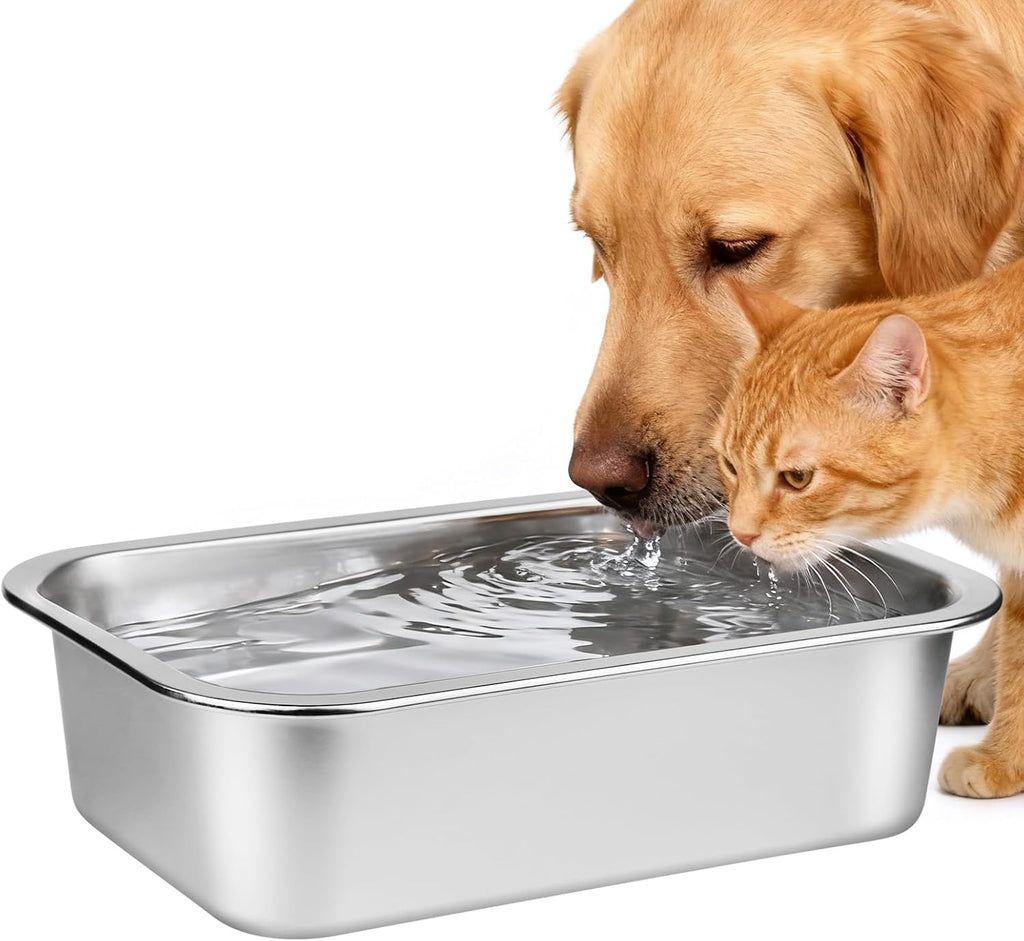 Ohtomber 1.25 Gallons Stainless Steel Dog Bowl, Big Pet Water & Food Bowl | No Spilling, Outdoor Feeder Dish Plate, For Indoor & Outdoor Feeding, Fits Big & Extra Large Dogs, Cats & All Pets