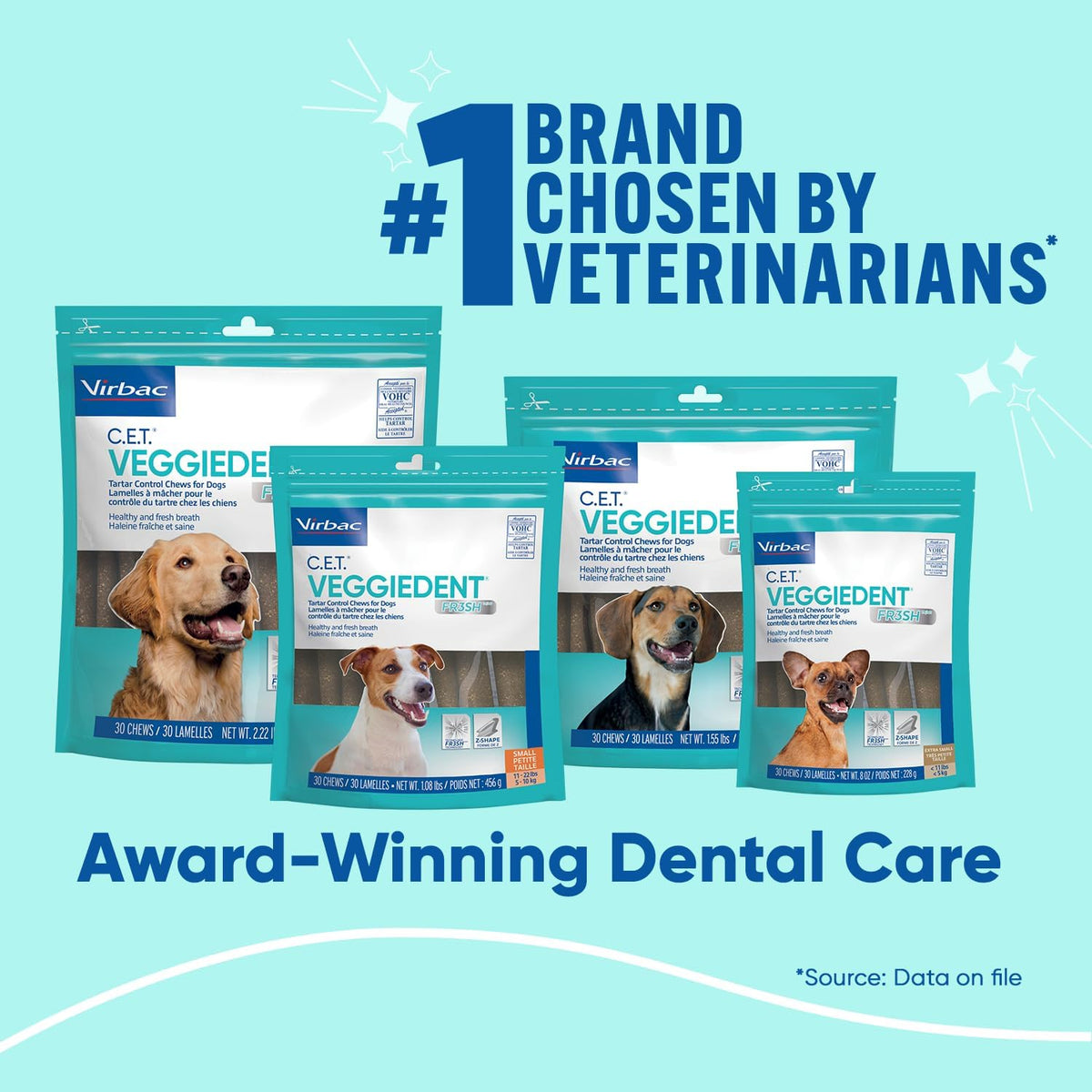 C.E.T. Veggiedent Fr3sh Plaque and Tartar Control Chews for Dogs, Medium | Vet recommended dental chews, plant-based formula, supports canine digestive health, VOHC approved for plaque & tartar