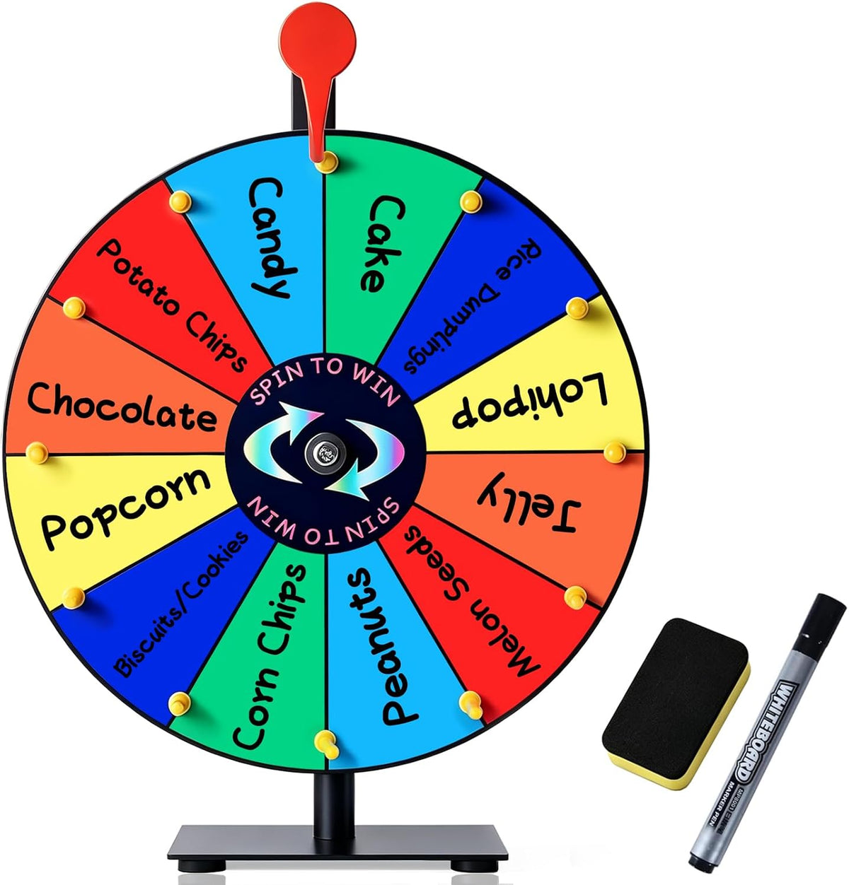 12 Slots Prize Wheel,12 Inch Prizes Spinner with Stand and Heavy Duty Base,Ruleta De Premios,Spin The Wheel for Fortune Spinning Game Carnival & Engaging Home Parties,Tradeshow.