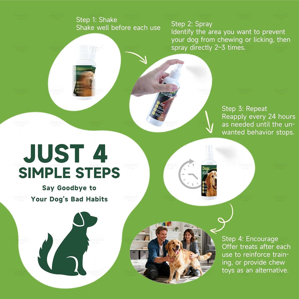‌Bitter Dog No Chew Spray, Dog Training Aid for Furniture & Carpet, Puppy Corrector & Behavior Spray for Dogs & Puppies, Bitter Melon Extract, Discourage Peeing, Biting, Chewing & Licking Injuries
