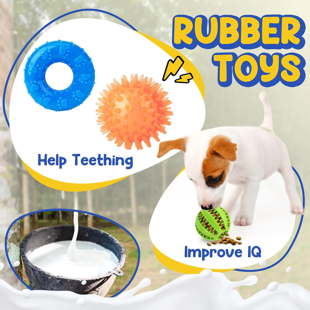 Puppy Toys for Teething, 9 Pack Cute Dog Chew Toys for Small Dogs | Tough Plush, Treat Ball & Ropes, Squeaky Toys with Crinkle, Keep Dogs Busy for Boredom, Tug of War, Suitable for Small Breed