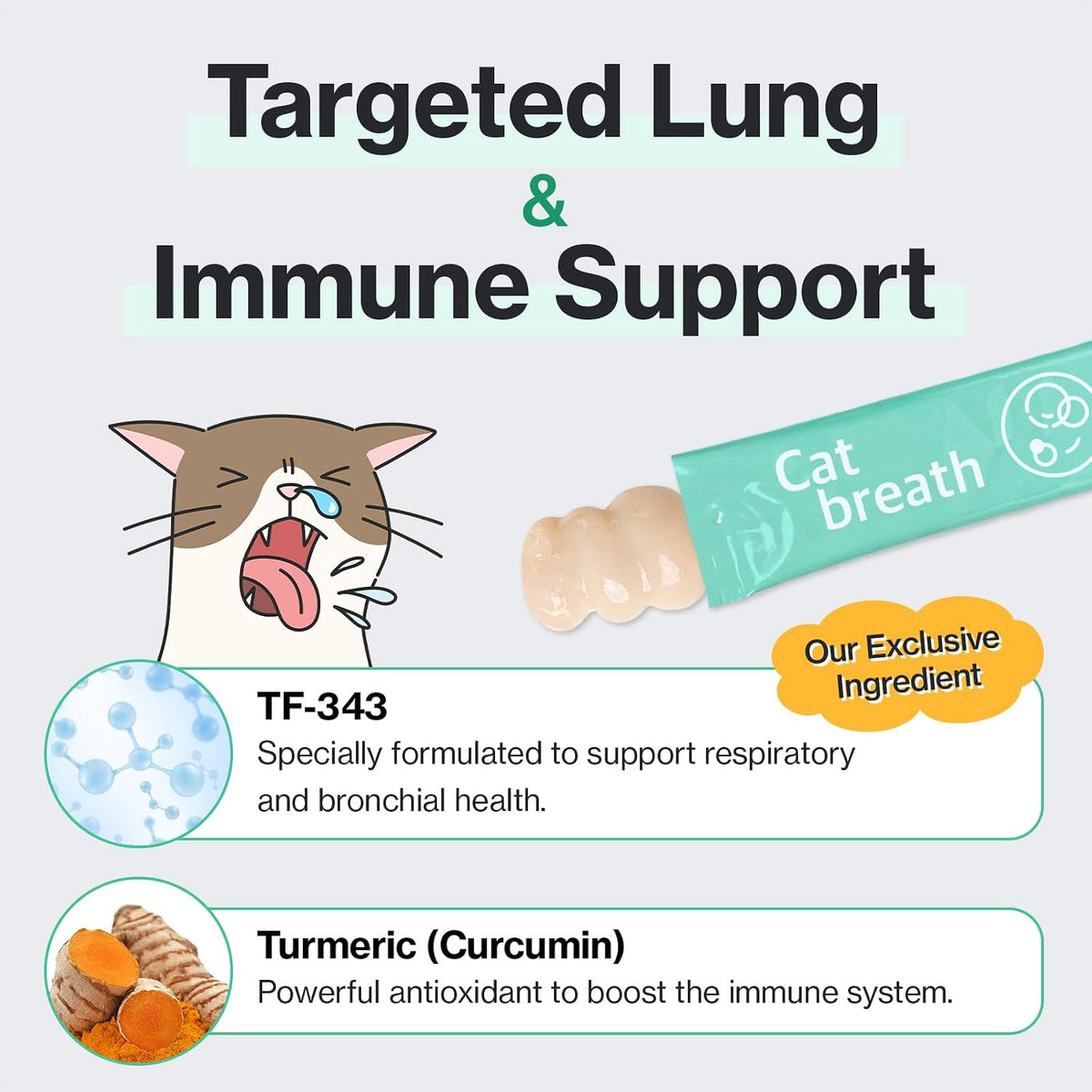 Doctor By Cat Breath Bronchial Supplements Cat Sneezing Treatment Asthma Cold Cough Nose Relief Respiratory&Immune Support with TF-343-30 lickable Formula Individually Packaged, Chicken (1 Pack)