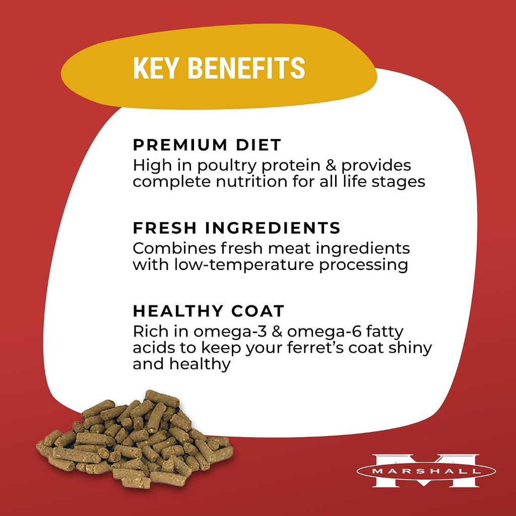 Marshall Pet Products Premium Ferret Diet, 4 lbs Pellet Bag, Complete Nutrition Formula - Single Food Bag