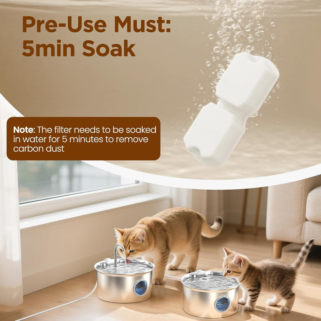 Cat Water Fountain Filter: 12 Cat Fountain Filter Replacement - 3 Months Set of Replacement Filters for GIOTOHUN KOOGMOON UMOCUOY IHOUONE HOOISE Pet Fountains - 6 Filters & 6 Sponges