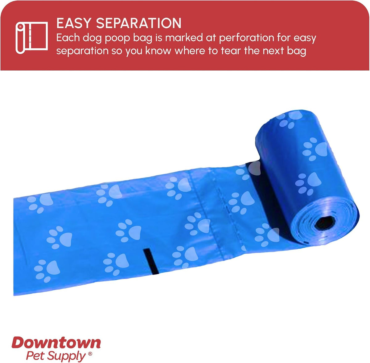 Downtown Pet Supply Poop Bags for Dogs with Dispenser, 500 Count - Leak-Proof Dog Waste Bags and Bone-Shaped Dog Poop Bags Holder for Leash - Rainbow with Paw Prints, 12.5" x 8.5"