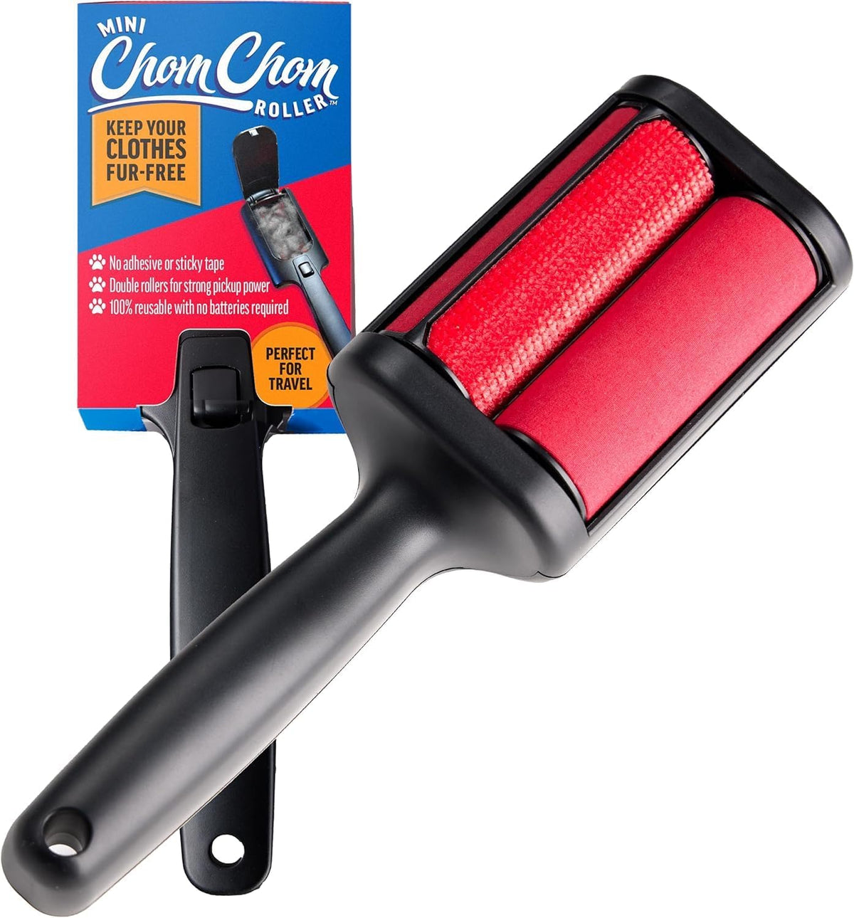 ChomChom Roller Pet Hair Remover – Original Size Reusable Lint Roller for Cat & Dog Hair on Furniture, Couch, Carpet, Car, Rugs & Bedding – Portable, Eco-Friendly (Cat)