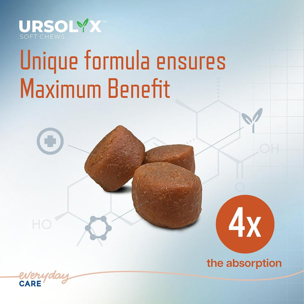 URSOLYX Soft Chews for Dogs, Large Breed, Muscle Support, 60 Count | Ursolic acid supplement to rebuild muscle strength & mobility in senior, active or recovering dogs, 2 Month Supply