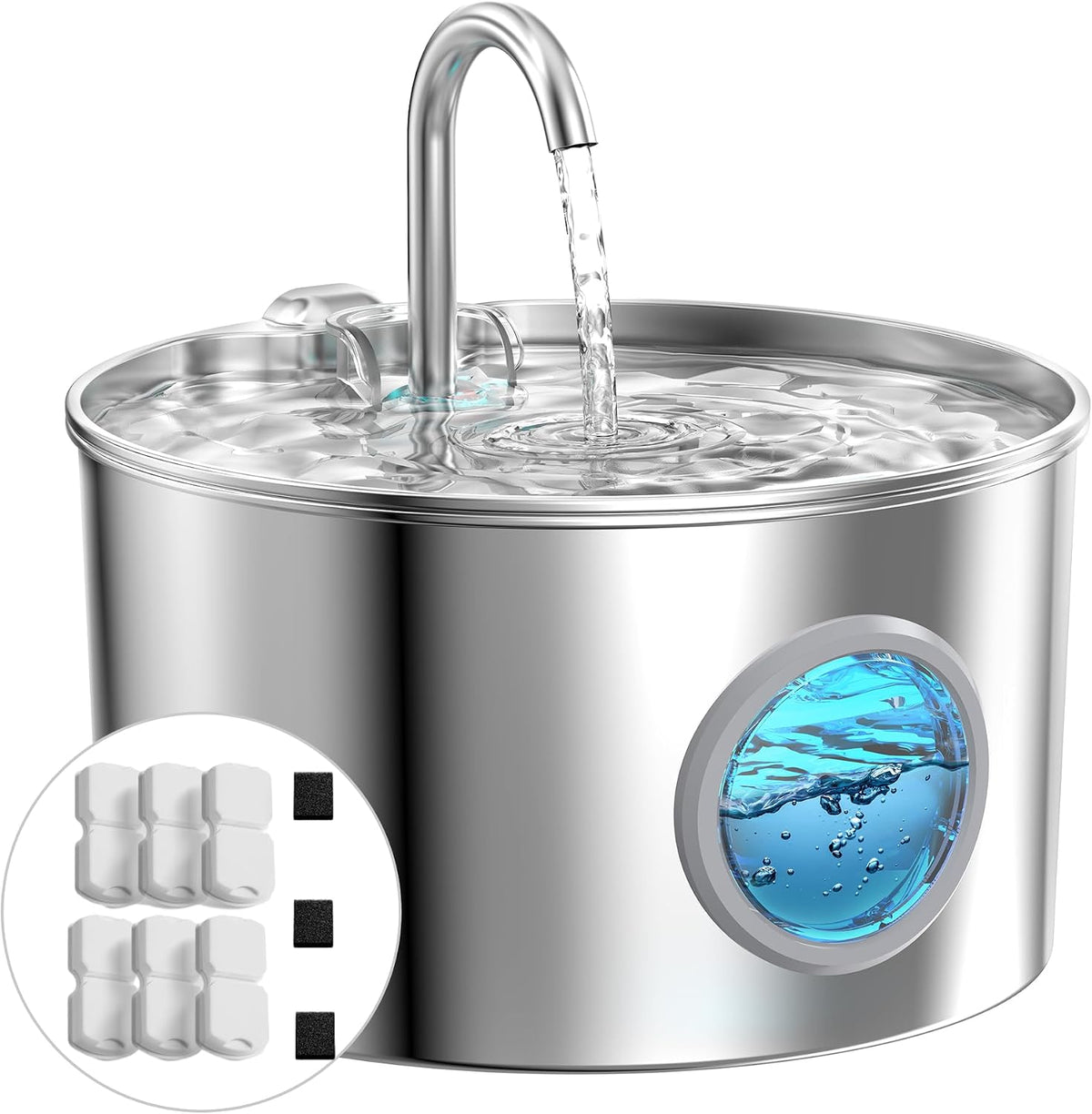 Cat Water Fountain Stainless Steel: 74oz/2.2L Cat Fountain for Drinking