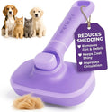 Hertzko Self Cleaning Slicker Brush for Dogs and Cats - Pet Hair Brush for Shedding Long and Short Hair - Easy Clean Retractable Bristles - Cat and Dog Grooming Tool - Purple