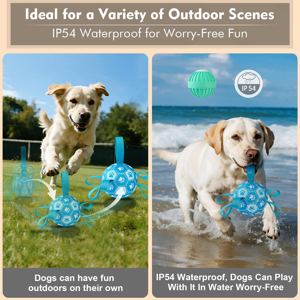 Interactive Dog Toys Dog Soccer Ball to Keep Them Busy(Blue) | Durable Automatic Moving Jumping Dog Balls with Straps for Small/Medium/Large Dogs,Rechargeable,Not for Aggressive Chewers