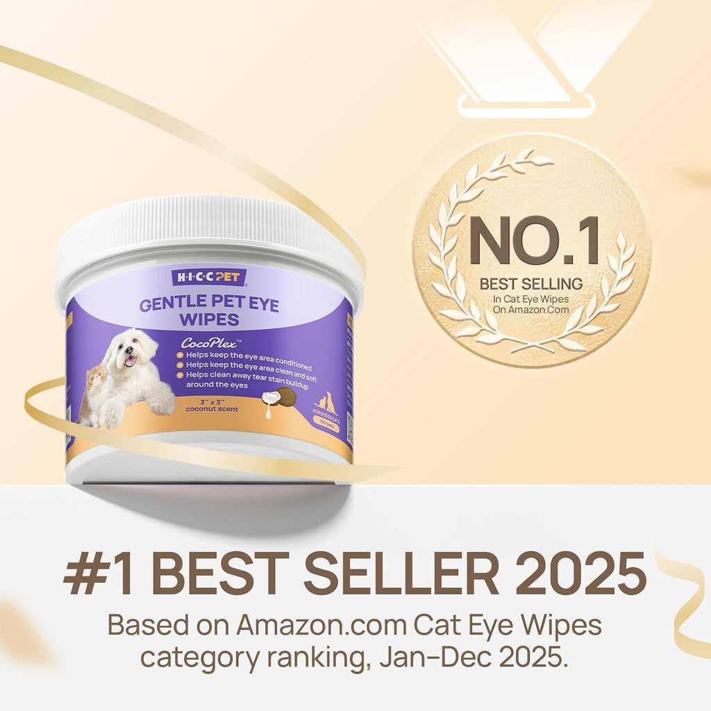 HICC PET Eye Wipes for Dogs & Cats, Pet Face Wipes, 100 Count