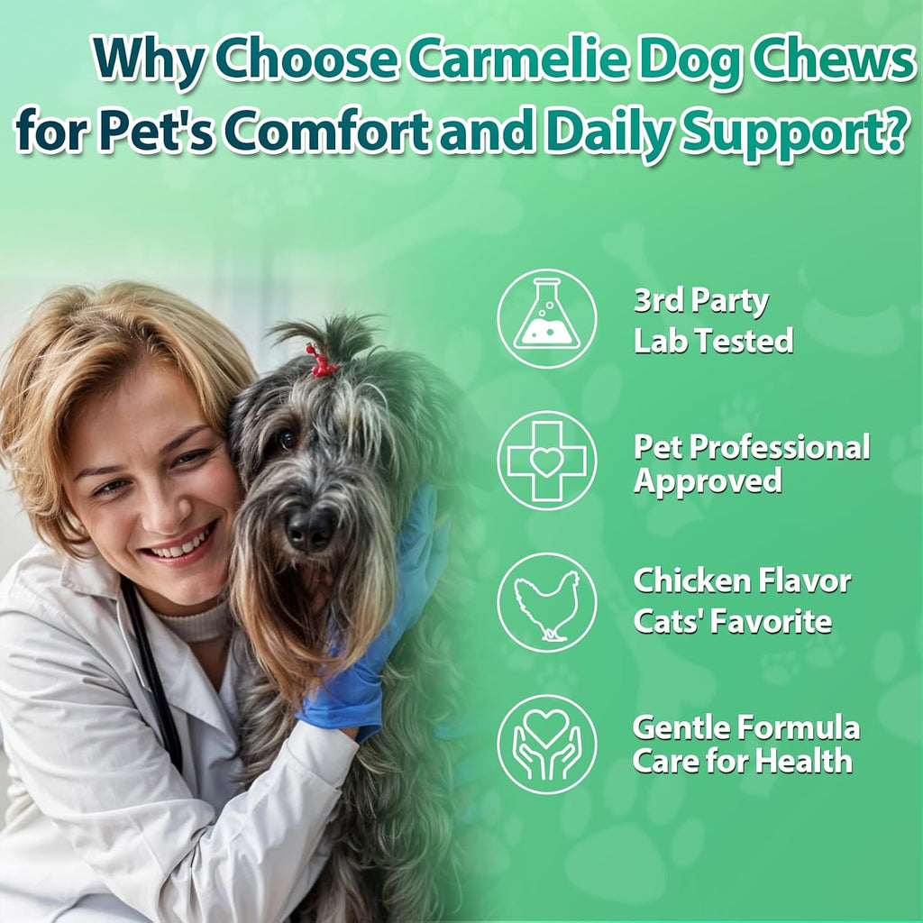 Carmelie Flea and Tick Prevention for Dogs Chewables, 200 Soft Chews | Natural Dog Flea and Tick Chewables, Oral Flea Supplement for Dogs, Puppy Flea Support - All Breeds & Ages - Chicken Flavor