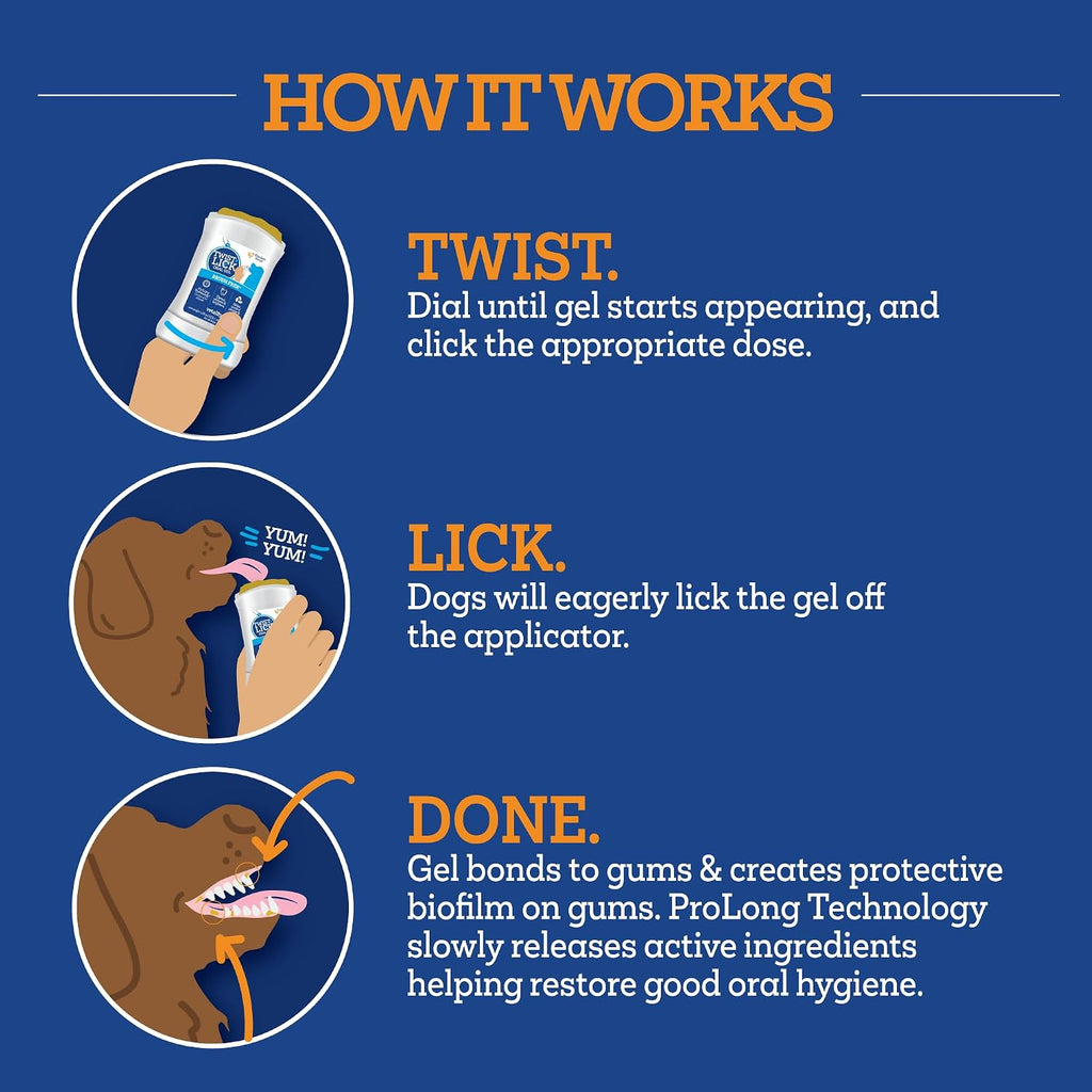 Twist + Lick Dental Gel for Dogs, Cleans Teeth and Freshens Breath for 24 Hours, Chicken Flavor, 2 oz, 30 Day Supply