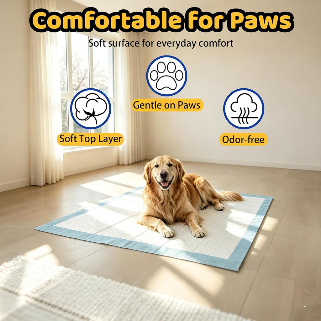 100 Count Dog Pee Pads 34" x 28", Super Absorbent Leak-Proof Training Pads | Quick-Dry Design,Dog Training Pads,6-Layer Protection,Soft Nonwoven Top Layer,XL Size,Versatile Use,Tear-Resistant