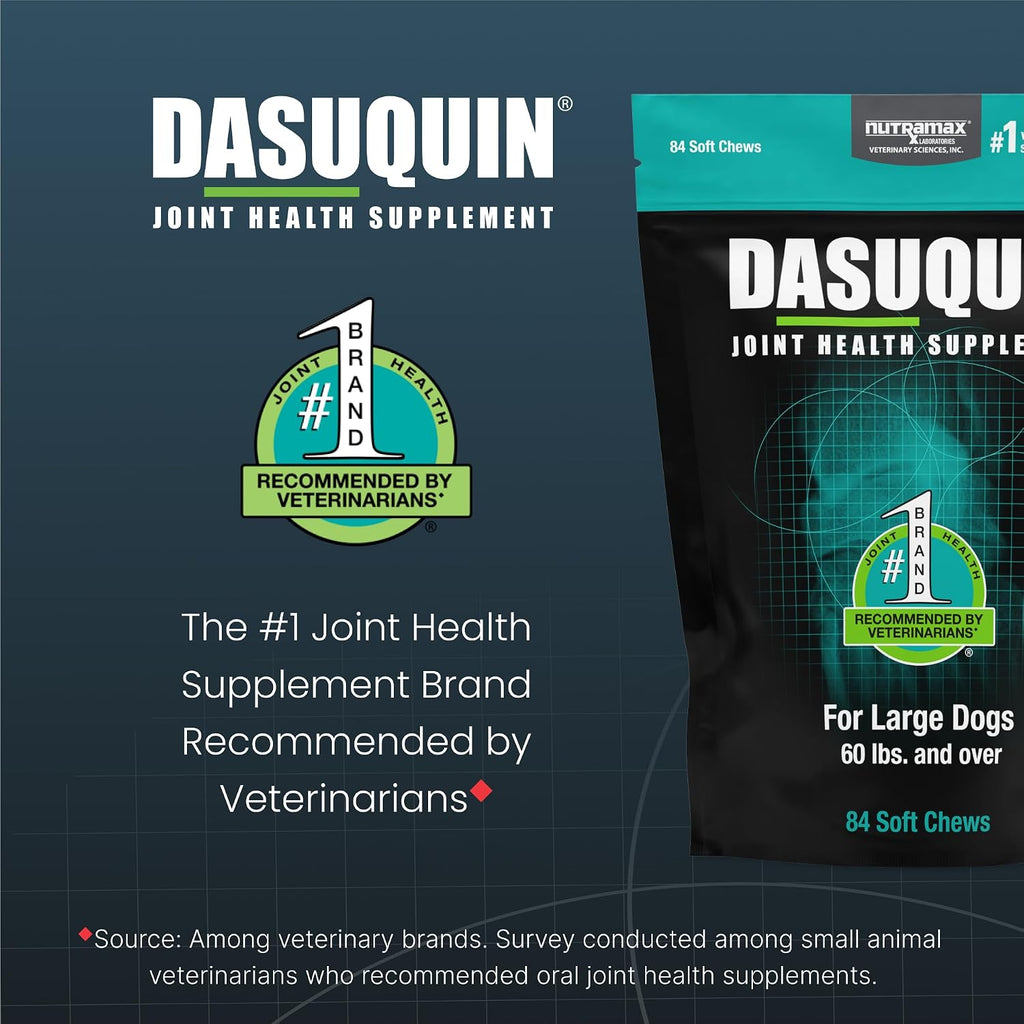 Nutramax Dasuquin Joint Supplement for Large Dogs, Soft Chews, 84ct | Glucosamine and Chondroitin Soft Chews for Large Dogs, with ASU, Supports Healthy Joints, For Dogs Over 60 lbs, All Ages