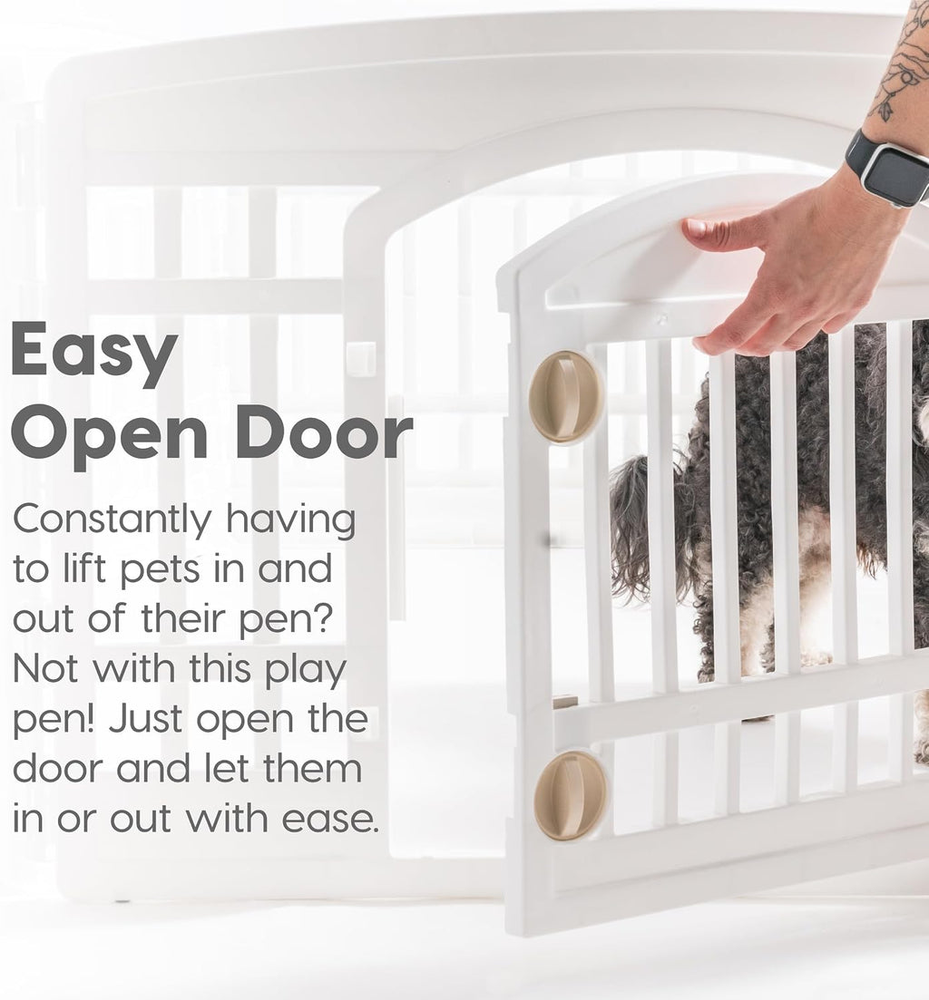 IRIS USA 4-Panel Dog Playpen, Pet Enclosure, White