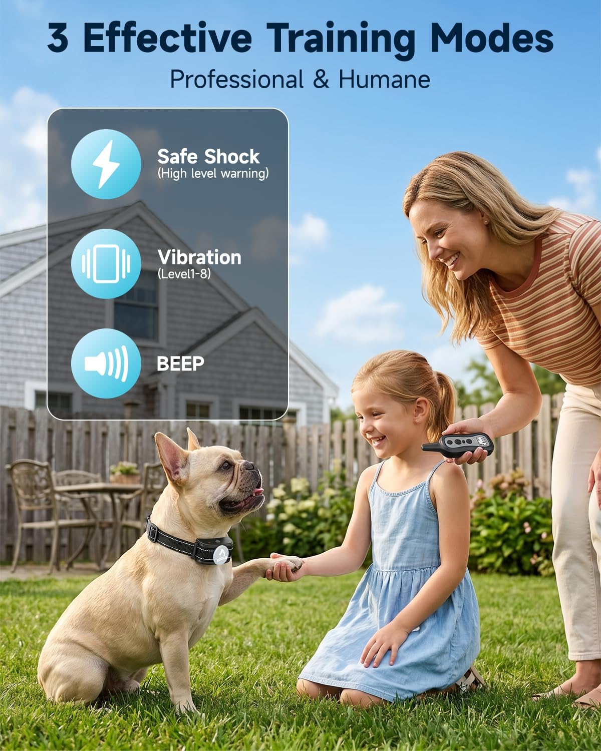 PATPET Dog Training Collar Shock Collar with Remote - 3 Training Modes, Beep, Vibration and Shock, Up to 1000 ft Remote Range, Rainproof for Small Medium Large Dogs | 1000Ft Waterproof Shock Collar for Dogs, 3 Training Modes(Beep,Vibration,Shock) for 15-1