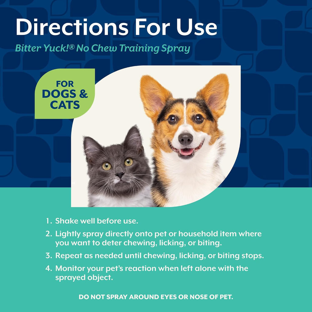 NaturVet Bitter Yuck! No Chew Training Spray for Pets - 8 Ounce | Horses Pet Training Spray, Liquid, Made in The USA, 8 Ounce