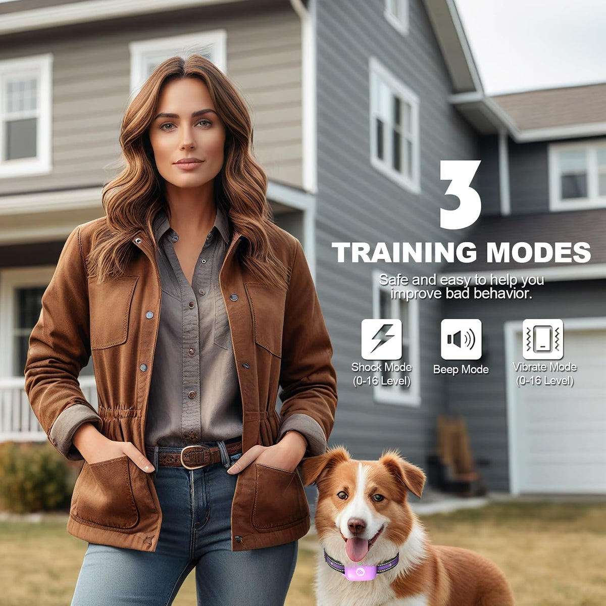 Shock Collar for Dogs 2600FT,Dog Training Collar with Remote Purple | Beep/Vibration/Shock, Security Lock, Rechargeable e Collar, IPX8 Waterproof, Shock Collar for 10-120lbs All Breed Sizes