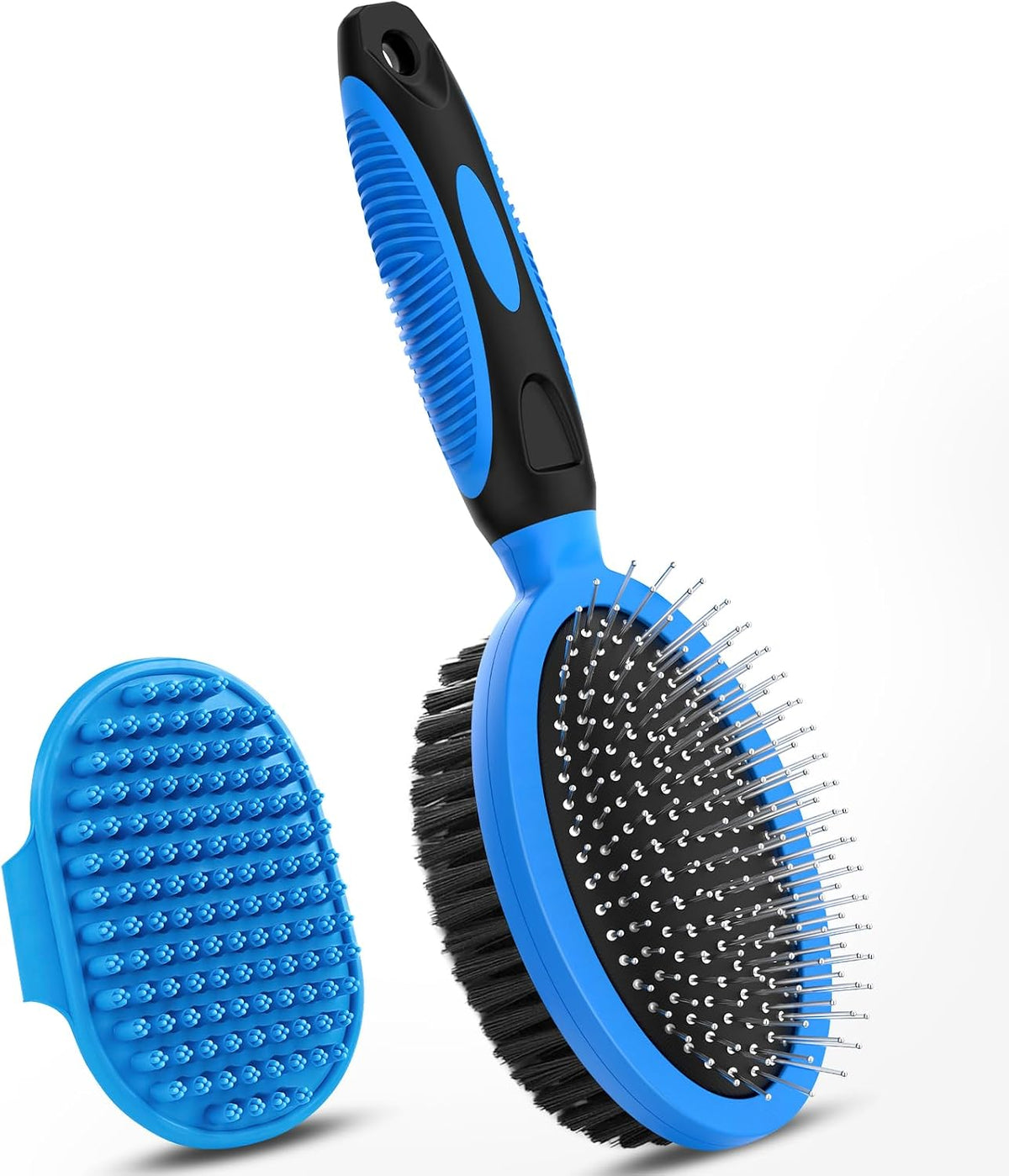 2PCS Pet Grooming Tools - Double-Sided Brush for Shedding and Bathing, Suitable for Short/Long Haired Dogs Cats and Horses, Deshedding Dog Brush, Mane & Tail Combs for Horses - Pet Supplies (Blue)