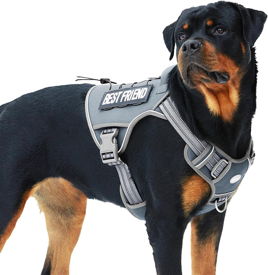 Auroth Tactical Dog Harness for Large Dogs No Pull Adjustable Pet Harness Reflective K9 Working Training Easy Control Pet Vest Military Service Dog Harnesses Army Yellow L