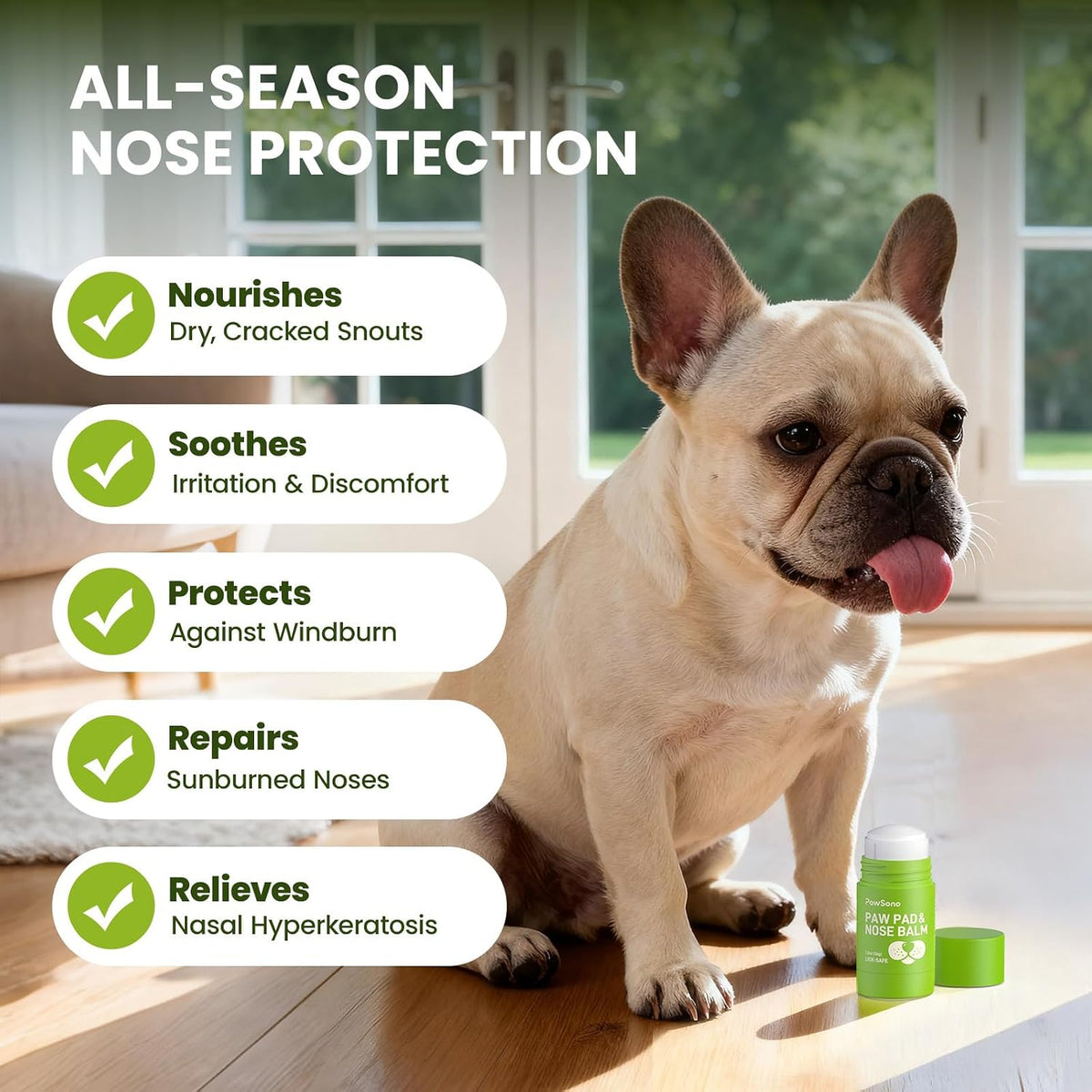 PawSono Lick-Safe Dog Paw & Nose Balm with Coconut Oil, All-Natural | Moisturizes Dry Cracked Paw Pads & Snout, Protect Paws After Walks on Hot Pavement, Beaches & Hiking Trails, 1.3 oz