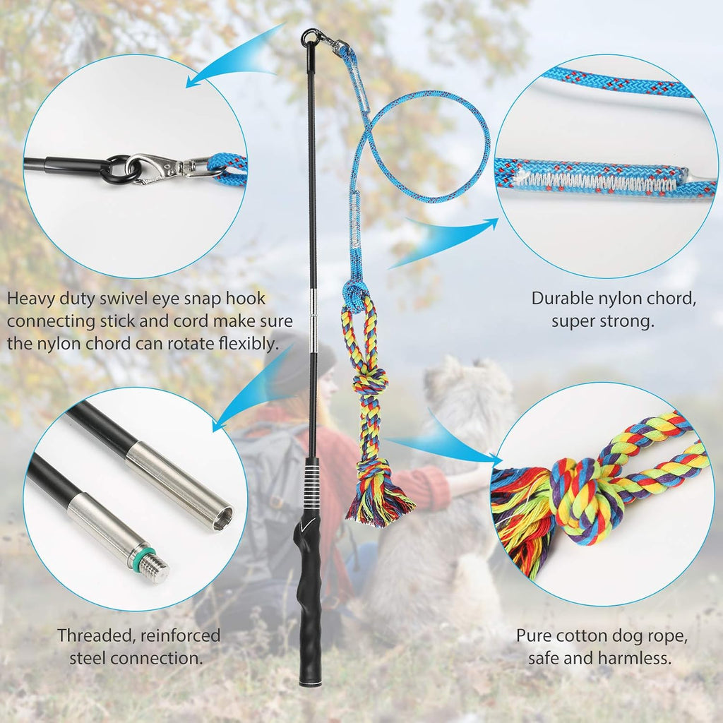 Flirt Pole for Dogs Interactive Chase Toy for Large Medium Small Puppy Dogs | For Chase and Tug of War, Dog Teaser Wand with Lure, Chewing Toy, for Outdoor Exercise & Training,Easy to Use,Carry, Sturdy