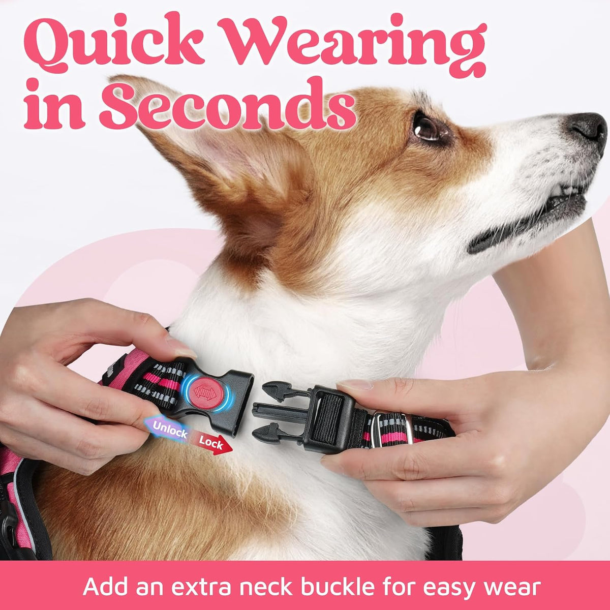 rabbitgoo Dog Harness for Large, No Pull 3 Buckles Easy On & Off
