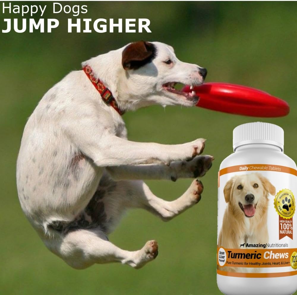Amazing Turmeric for Dogs Curcumin Pet Antioxidant, Eliminates Joint Pain Inflammation, 120 Chews