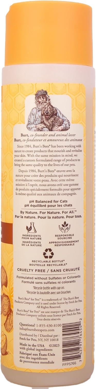 Burts Bees for Pets Hypoallergenic Cat Shampoo, Unscented, 10 Fl Oz