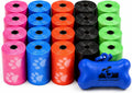 Downtown Pet Supply Poop Bags for Dogs with Dispenser, 500 Count - Leak-Proof Dog Waste Bags and Bone-Shaped Dog Poop Bags Holder for Leash - Rainbow with Paw Prints, 12.5" x 8.5"