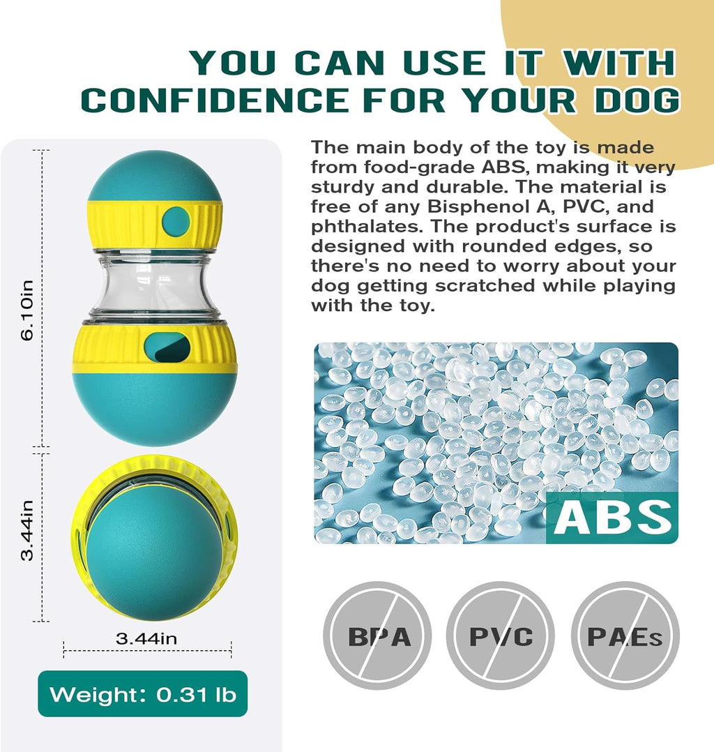 BSISUERM Dog Puzzle Toy Adjustable Treat Dispensing Ball Food Dispenser Tough Slow Feeder Puppy Enrichment Training Toy Pet Interactive Chase Toys for Small Medium Large Dogs to Keep Them Busy, Green