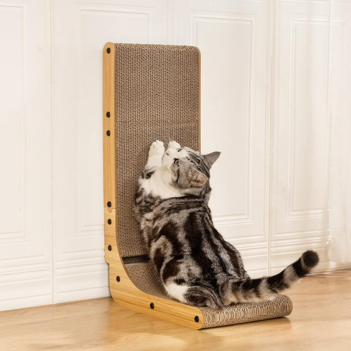 Poils bebe L Shape Cat Scratcher, 26.8 Inch Cat Scratchers for Indoor Cats
