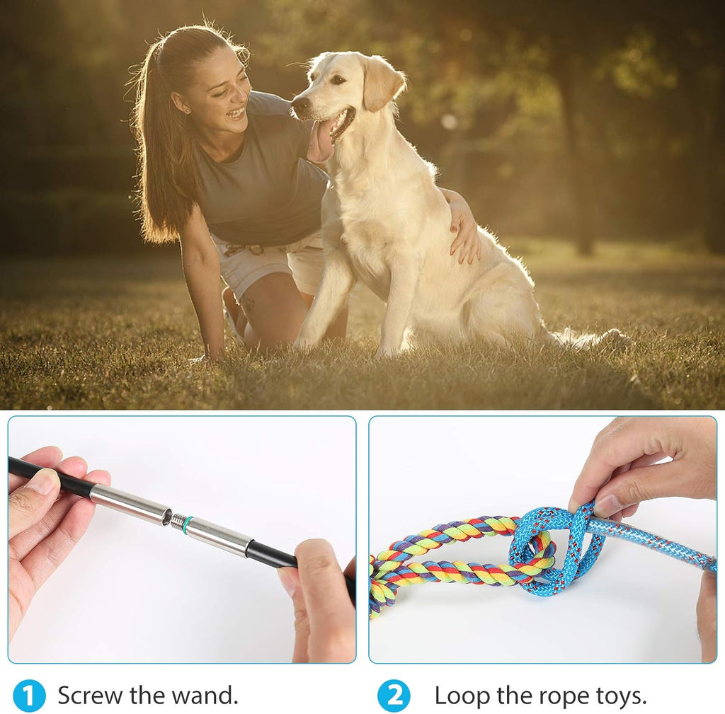 Flirt Pole for Dogs Interactive Chase Toy for Large Medium Small Puppy Dogs | For Chase and Tug of War, Dog Teaser Wand with Lure, Chewing Toy, for Outdoor Exercise & Training,Easy to Use,Carry, Sturdy