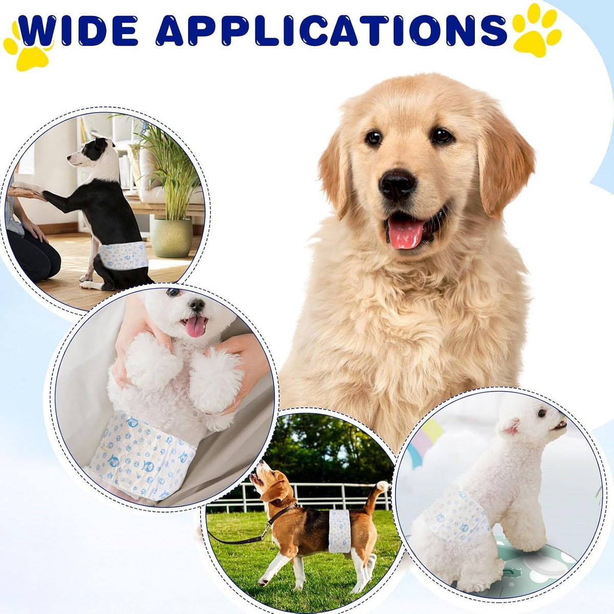 XPCARE 50 Count Disposable Dog Diapers Male with Wetness Indicator(X-Small) | Dog Belly Band Belly Bands for Male Dogs Male Dog Wraps,Super Absorbent Leak-Proof Fit for Incontinence Marking