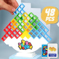 ALKISTA 48 Pcs Tetra Tower Balance Stacking Blocks Game, Board Games for 2 Players+ Family Games, Parties, Travel, Kids & Adults Team Building Blocks Toy