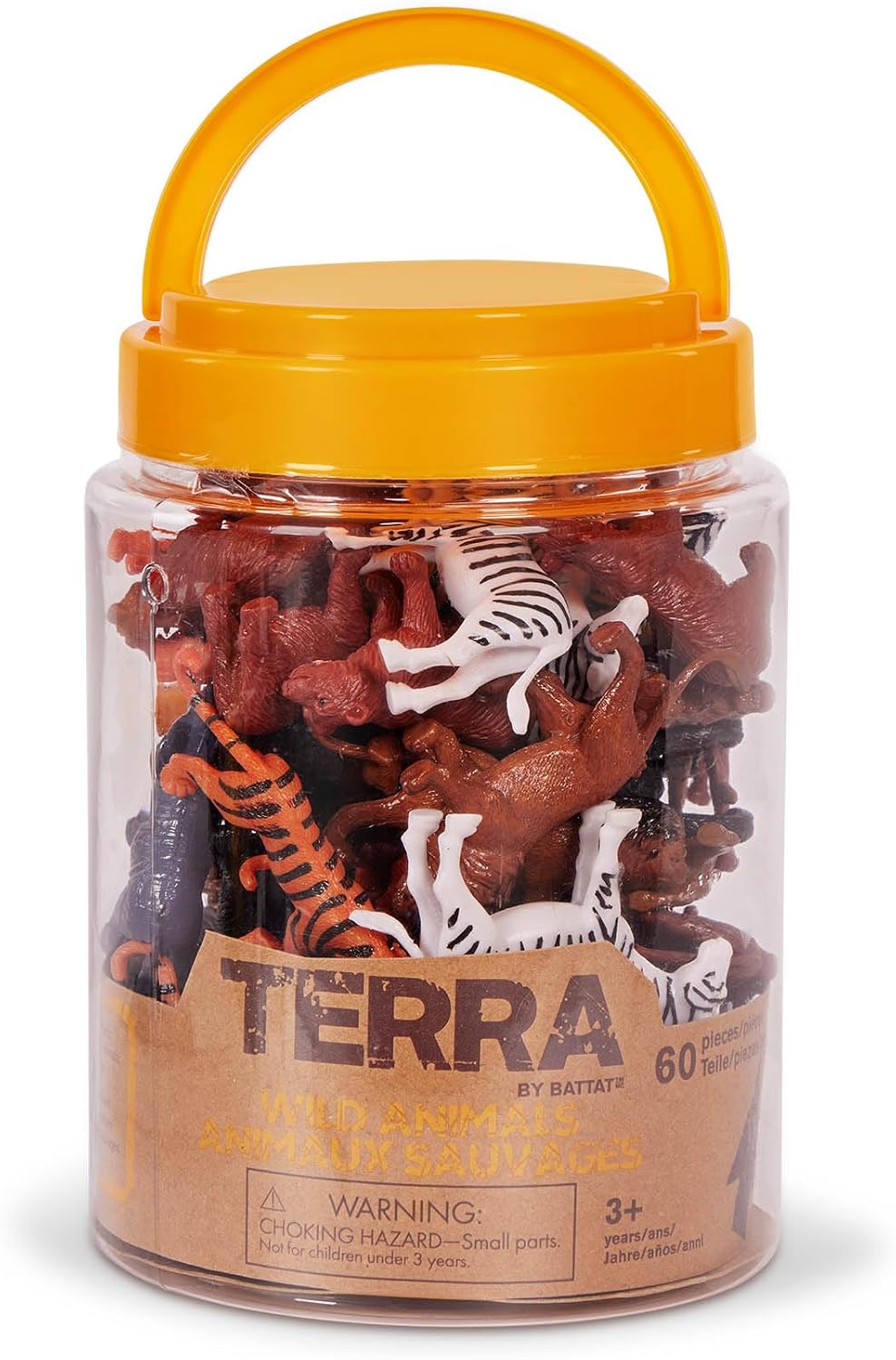 Terra by Battat Wild Animal Figurines Tube, 60 Mini Safari Figures, Animals