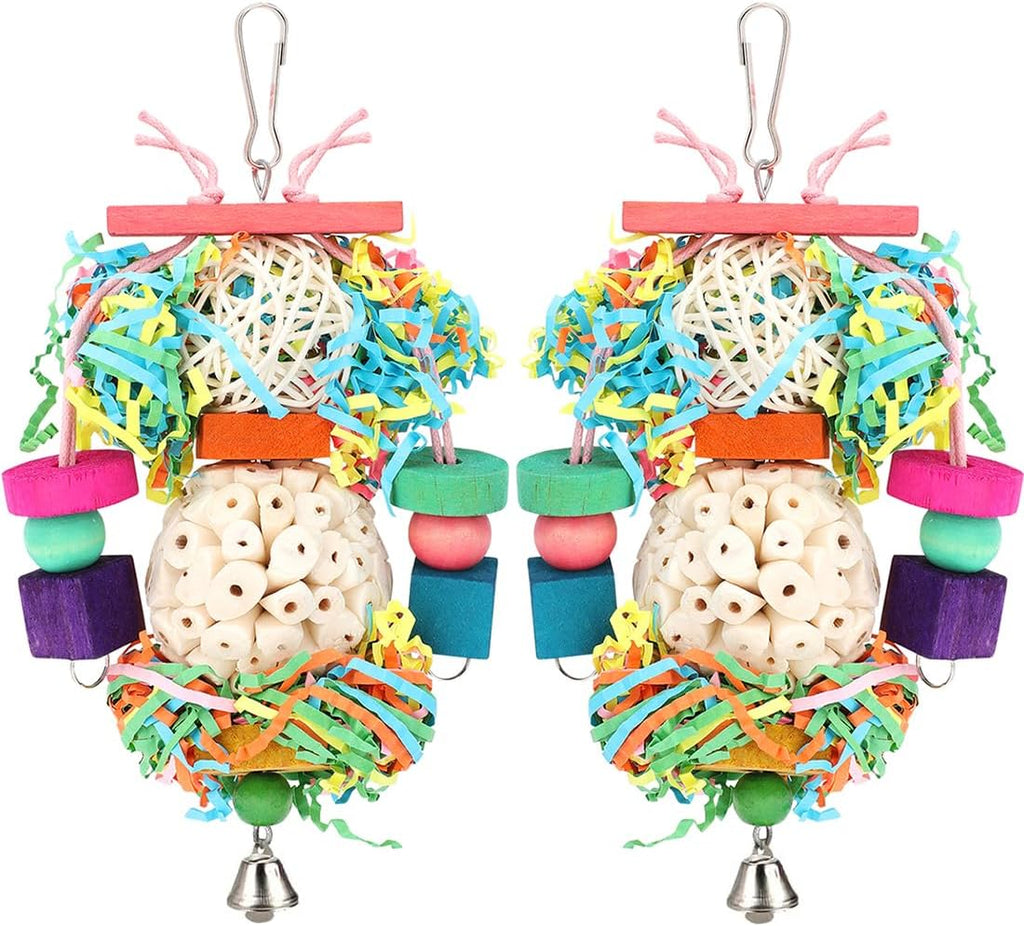 BBjinronjy Bird Toys,2PCS Hanging Natural Soft Sola Ball Beak Chew Shred Forage Toys for Parrots,Cockatiel,Conure,Love Birds,Parakeets,Budgie and Other Small Birds