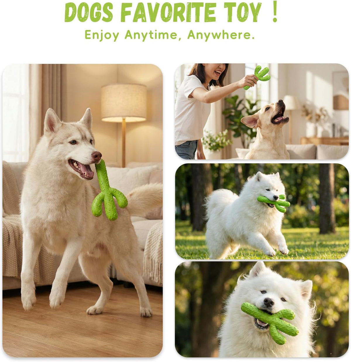 MewaJump Dog Chew Toys, Durable Rubber Dog Toys for Aggressive Chewers