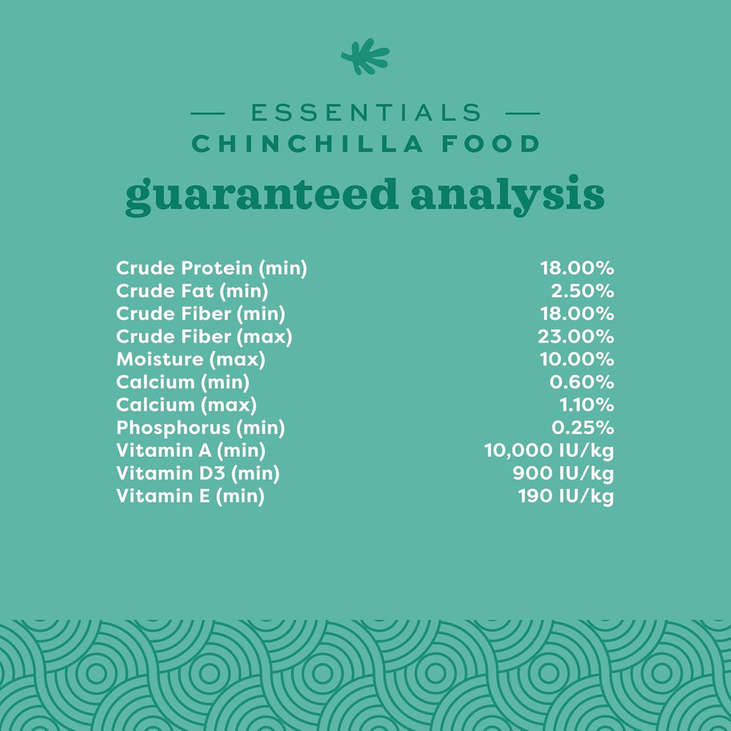 Oxbow Essentials Chinchilla Food, Made with Oxbow Alfalfa, Vitamin & Mineral Rich Food for Chinchillas, Small Animal Pet Pellets, Made in USA, High Fiber, 10 lb Bag