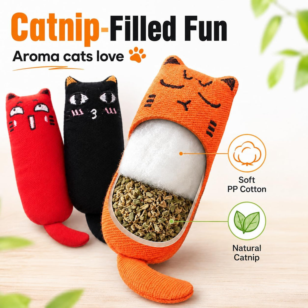 Legendog 5Pcs Bite Resistant Catnip Toy for Cats,Catnip Filled Cartoon Mice Cat Teething Chew Toy