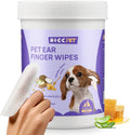 HICC PET Ear Cleaner Finger Wipes for Dogs & Cats, Coconut Scent, 50 Count | Removes Ear Dander, Dirt & Debris for Fresher Ears, Gentle Extra-Large Finger Wipes for Daily Ear Cleaning