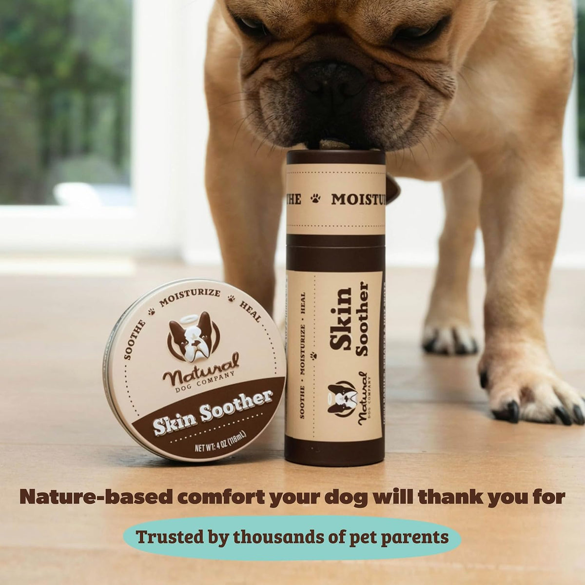 Natural Dog Company Skin Soother Dog Skin Balm, 2 oz Stick | Moisturizing for Dry Itchy Skin, Hot Spot Treatment, Coconut Oil & Vitamin E, For Outdoor Play, Beach Days & Hot Weather