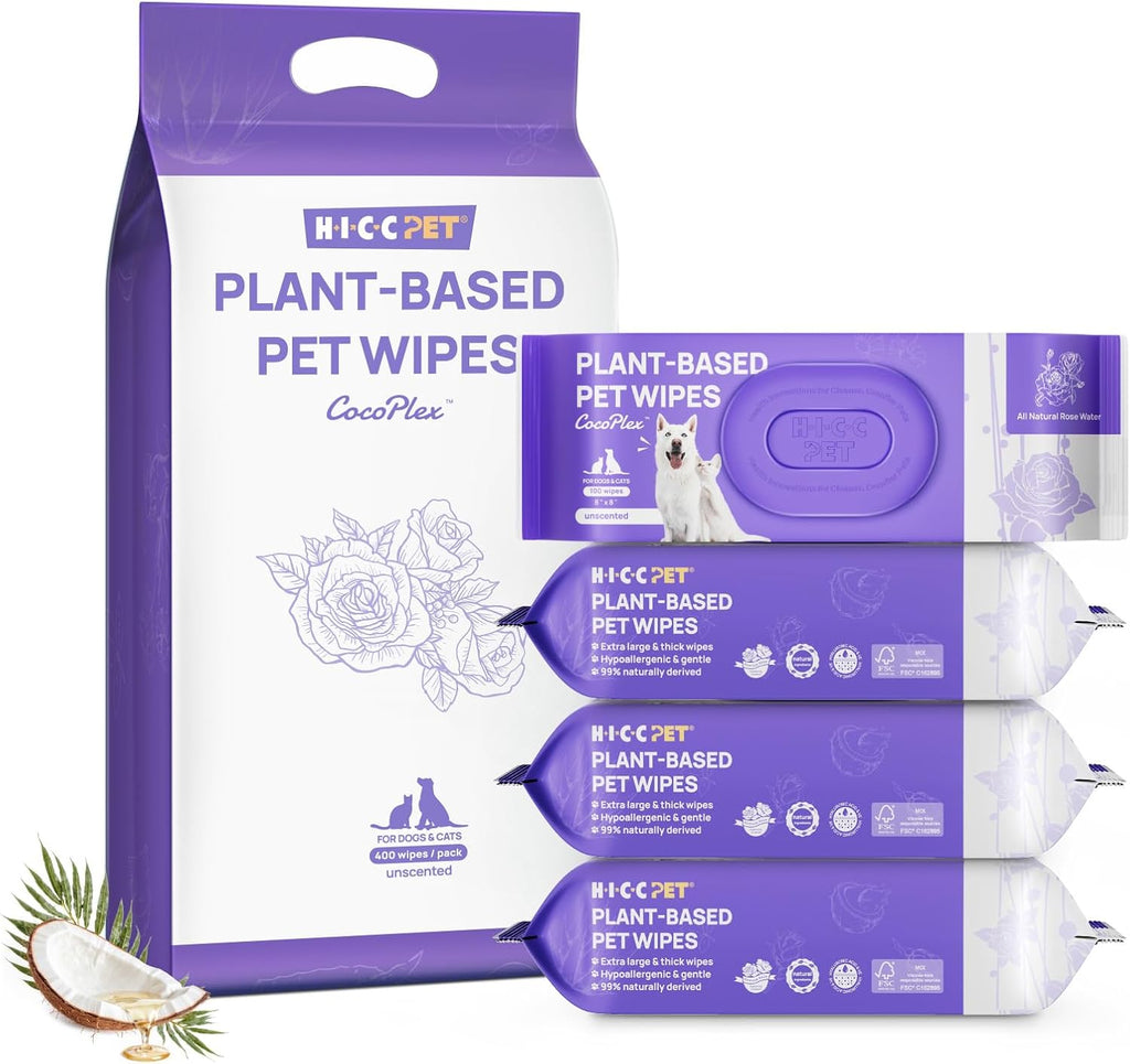HICC PET Pet Cleaning Wipes for Dogs & Cats, Paws & Coat, 100 Count