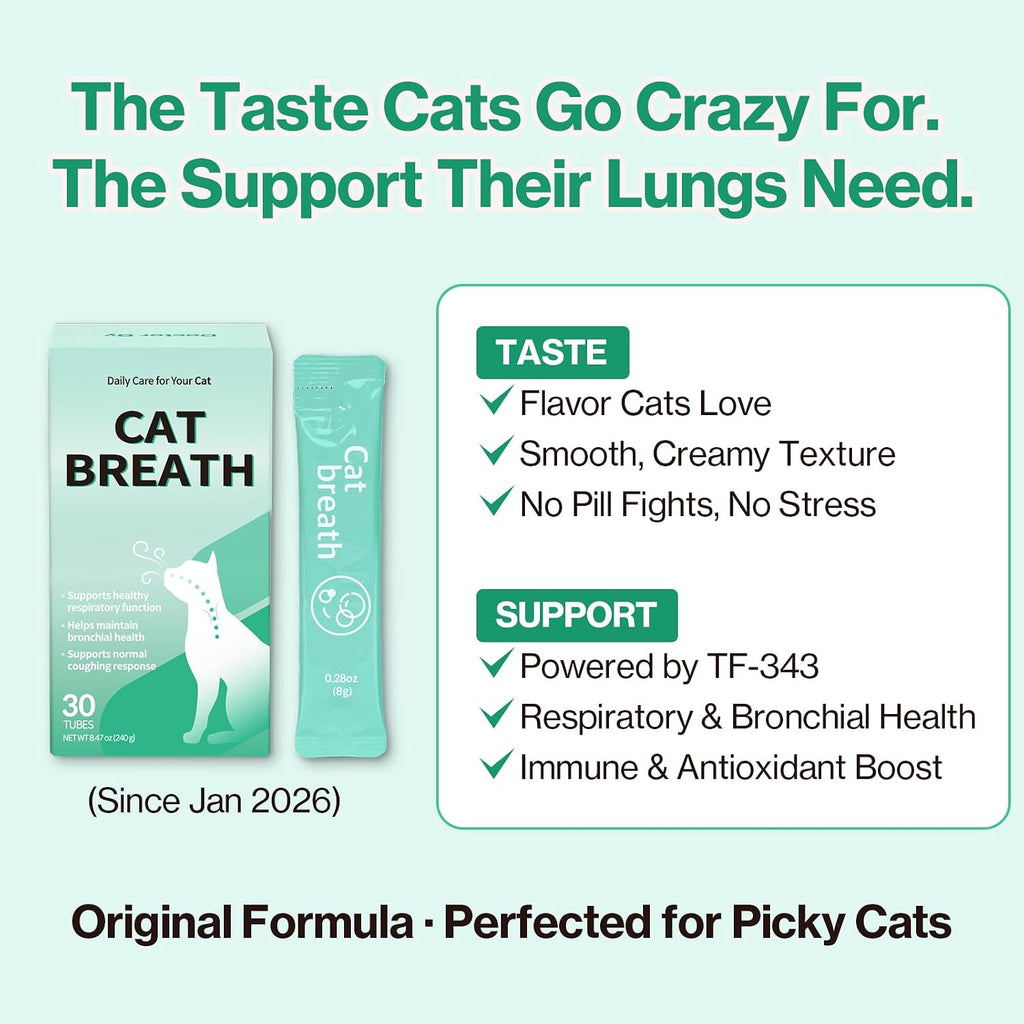 Doctor By Cat Breath Bronchial Supplements Cat Sneezing Treatment Asthma Cold Cough Nose Relief Respiratory&Immune Support with TF-343-30 lickable Formula Individually Packaged, Chicken (1 Pack)